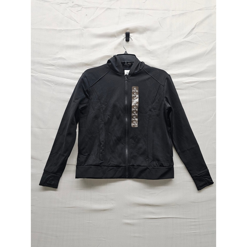 Member's Mark Girls Active Full Zip Jacket Black Polyester Blend Workout Size XL